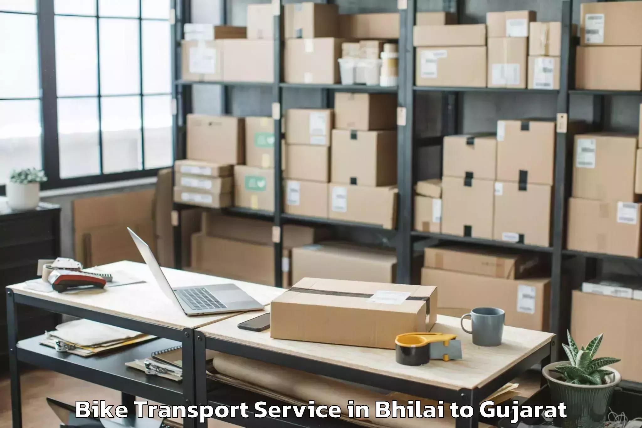 Comprehensive Bhilai to Ganpat University Mehsana Bike Transport